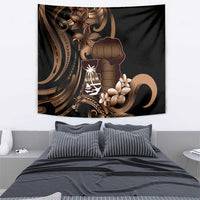 Brown Hafa Adai Guam Tapestry Chamorro Latte Stone Hand With Plumeria