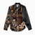 Brown Hafa Adai Guam Women Casual Shirt Chamorro Latte Stone Hand With Plumeria