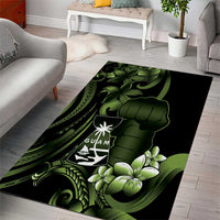 Green Hafa Adai Guam Area Rug Chamorro Latte Stone Hand With Plumeria