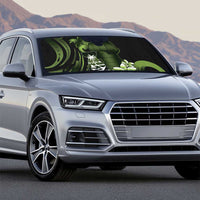 Green Hafa Adai Guam Auto Sun Shade Chamorro Latte Stone Hand With Plumeria - Polynesian Pride