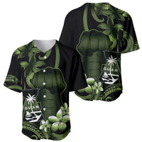 Green Hafa Adai Guam Baseball Jersey Chamorro Latte Stone Hand With Plumeria