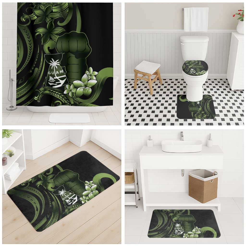 Green Hafa Adai Guam Bathroom Set Chamorro Latte Stone Hand With Plumeria - Polynesian Pride