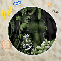 Green Hafa Adai Guam Beach Blanket Chamorro Latte Stone Hand With Plumeria