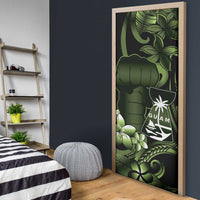 Green Hafa Adai Guam Door Cover Chamorro Latte Stone Hand With Plumeria - Polynesian Pride