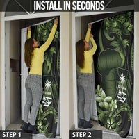 Green Hafa Adai Guam Door Cover Chamorro Latte Stone Hand With Plumeria - Polynesian Pride