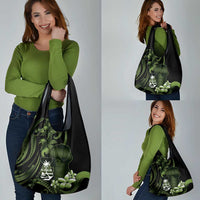Green Hafa Adai Guam Grocery Bag Chamorro Latte Stone Hand With Plumeria