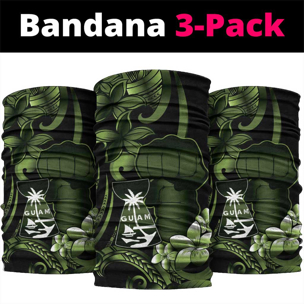 Green Hafa Adai Guam Neck Gaiter Chamorro Latte Stone Hand With Plumeria - Polynesian Pride