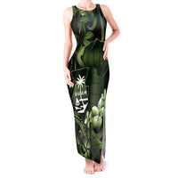 Green Hafa Adai Guam Tank Maxi Dress Chamorro Latte Stone Hand With Plumeria