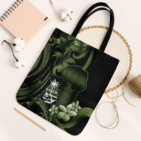 Green Hafa Adai Guam Tote Bag Chamorro Latte Stone Hand With Plumeria - Polynesian Pride
