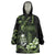 Green Hafa Adai Guam Wearable Blanket Hoodie Chamorro Latte Stone Hand With Plumeria