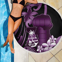 Purple Hafa Adai Guam Beach Blanket Chamorro Latte Stone Hand With Plumeria