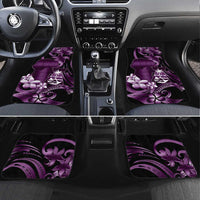 Purple Hafa Adai Guam Car Mats Chamorro Latte Stone Hand With Plumeria