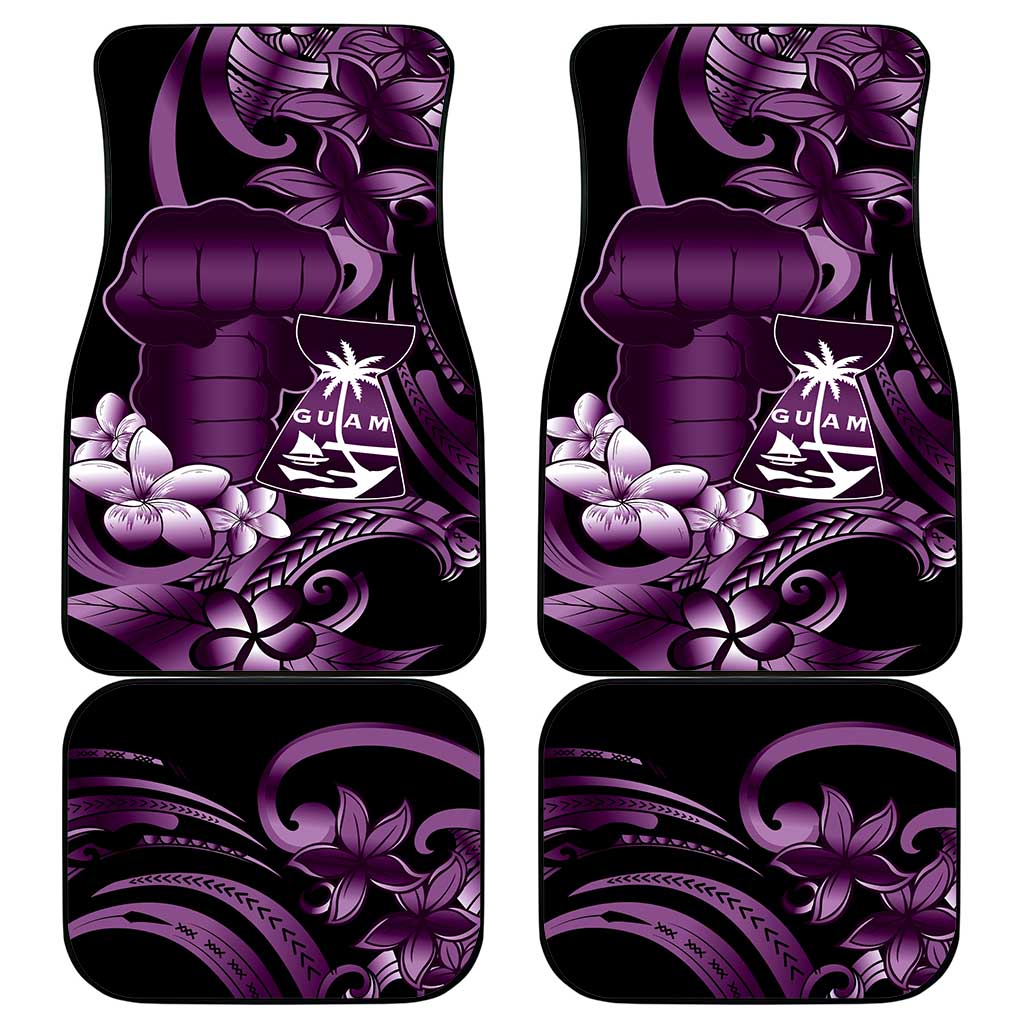 Purple Hafa Adai Guam Car Mats Chamorro Latte Stone Hand With Plumeria