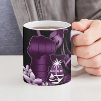 Purple Hafa Adai Guam Ceramic Mug Chamorro Latte Stone Hand With Plumeria - Polynesian Pride