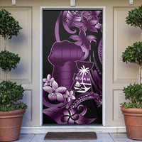 Purple Hafa Adai Guam Door Cover Chamorro Latte Stone Hand With Plumeria - Polynesian Pride