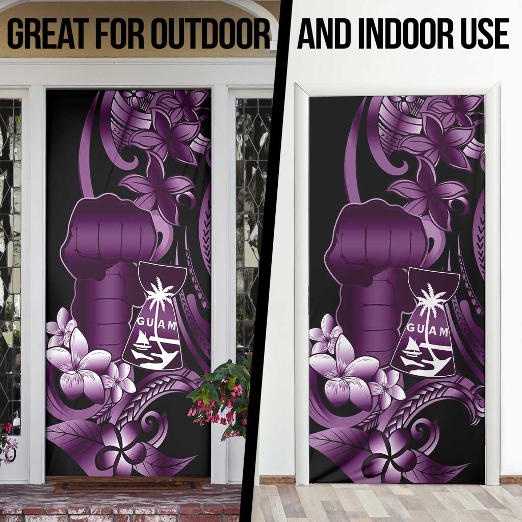Purple Hafa Adai Guam Door Cover Chamorro Latte Stone Hand With Plumeria - Polynesian Pride