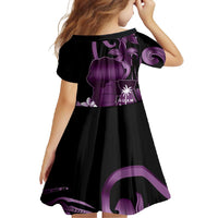 Purple Hafa Adai Guam Family Matching Long Sleeve Bodycon Dress and Hawaiian Shirt Chamorro Latte Stone Hand With Plumeria