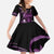 Purple Hafa Adai Guam Family Matching Short Sleeve Bodycon Dress and Hawaiian Shirt Chamorro Latte Stone Hand With Plumeria