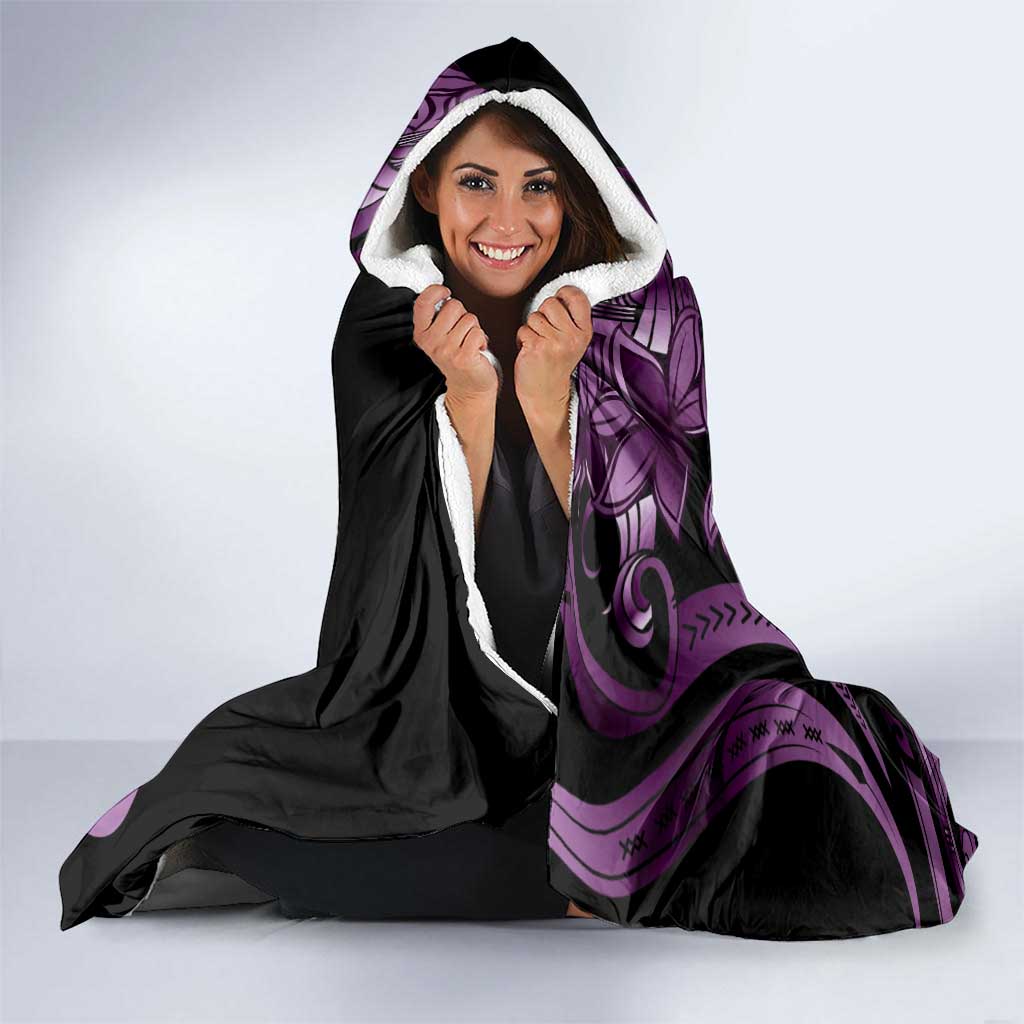 Purple Hafa Adai Guam Hooded Blanket Chamorro Latte Stone Hand With Plumeria