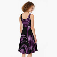 Purple Hafa Adai Guam Midi Dress Chamorro Latte Stone Hand With Plumeria - Polynesian Pride