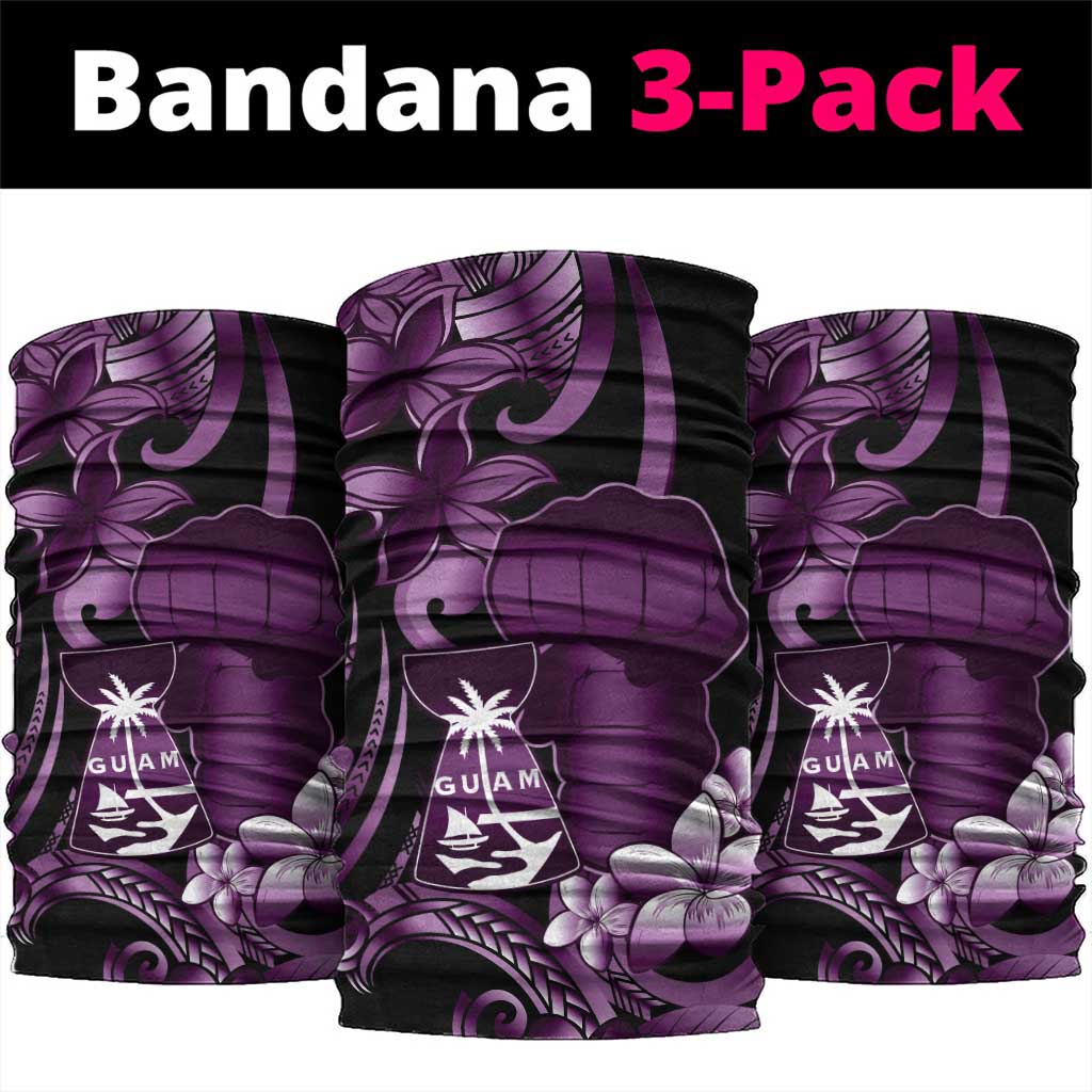 Purple Hafa Adai Guam Neck Gaiter Chamorro Latte Stone Hand With Plumeria - Polynesian Pride