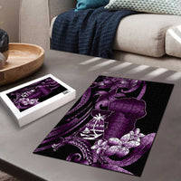 Purple Hafa Adai Guam Puzzle Chamorro Latte Stone Hand With Plumeria - Polynesian Pride