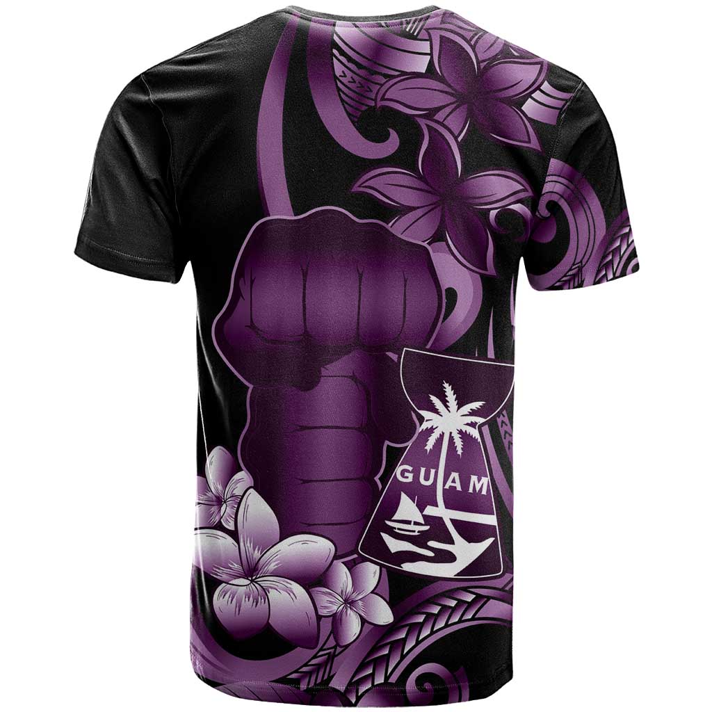 Purple Hafa Adai Guam T Shirt Chamorro Latte Stone Hand With Plumeria