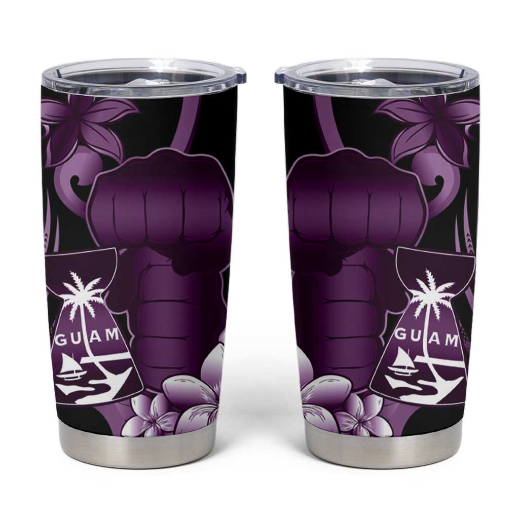 Purple Hafa Adai Guam Tumbler Cup Chamorro Latte Stone Hand With Plumeria