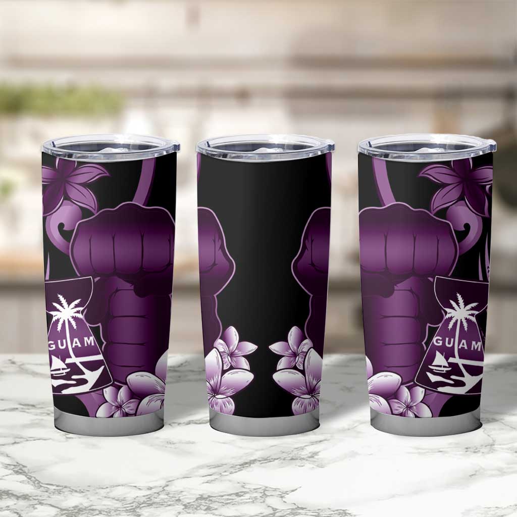 Purple Hafa Adai Guam Tumbler Cup Chamorro Latte Stone Hand With Plumeria