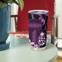 Purple Hafa Adai Guam Tumbler Cup Chamorro Latte Stone Hand With Plumeria