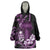 Purple Hafa Adai Guam Wearable Blanket Hoodie Chamorro Latte Stone Hand With Plumeria