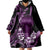 Purple Hafa Adai Guam Wearable Blanket Hoodie Chamorro Latte Stone Hand With Plumeria