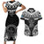 Palau Constitution Day Couples Matching Short Sleeve Bodycon Dress and Hawaiian Shirt Belau Seal With Polynesian Pattern - Black