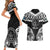 Palau Constitution Day Couples Matching Short Sleeve Bodycon Dress and Hawaiian Shirt Belau Seal With Polynesian Pattern - Black