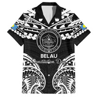 Palau Constitution Day Hawaiian Shirt Belau Seal With Polynesian Pattern - Black