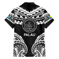 Palau Constitution Day Hawaiian Shirt Belau Seal With Polynesian Pattern - Black