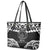 Palau Constitution Day Leather Tote Bag Belau Seal With Polynesian Pattern - Black