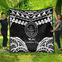 Palau Constitution Day Quilt Belau Seal With Polynesian Pattern - Black