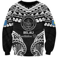 Palau Constitution Day Sweatshirt Belau Seal With Polynesian Pattern - Black
