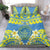 Palau Constitution Day Bedding Set Belau Seal With Frangipani Polynesian Pattern - Blue