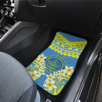 Palau Constitution Day Car Mats Belau Seal With Frangipani Polynesian Pattern - Blue