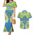 Palau Constitution Day Couples Matching Mermaid Dress and Hawaiian Shirt Belau Seal With Frangipani Polynesian Pattern - Blue