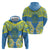 Palau Constitution Day Hoodie Belau Seal With Frangipani Polynesian Pattern - Blue