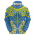 Palau Constitution Day Hoodie Belau Seal With Frangipani Polynesian Pattern - Blue