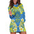 Palau Constitution Day Hoodie Dress Belau Seal With Frangipani Polynesian Pattern - Blue