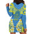 Palau Constitution Day Hoodie Dress Belau Seal With Frangipani Polynesian Pattern - Blue