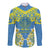 Palau Constitution Day Long Sleeve Button Shirt Belau Seal With Frangipani Polynesian Pattern - Blue