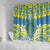 Palau Constitution Day Shower Curtain Belau Seal With Frangipani Polynesian Pattern - Blue