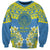 Palau Constitution Day Sweatshirt Belau Seal With Frangipani Polynesian Pattern - Blue