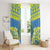 Palau Constitution Day Window Curtain Belau Seal With Frangipani Polynesian Pattern - Blue